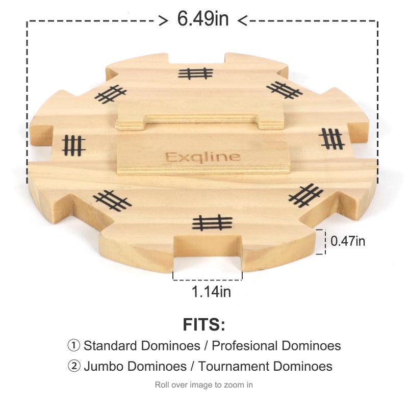 Exqline Mexican Train Dominoes Accessories - with 6.5" Pine Mexican Train Hub, 70-Sheets Mexican Train Score Pads and 8 Colored Die-Cast Train Markers, for Mexican Dominoes Train Game Set - Image 3
